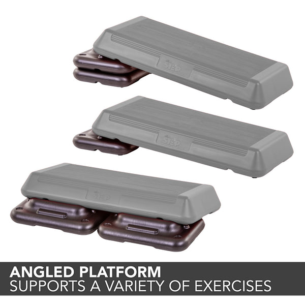 The Step Circuit Size Platform with Two (2) Freestyle Risers - Grey